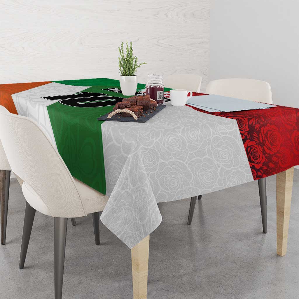 Custom Ireland and England Tablecloth Celtic Shanrocks and Roses with Red Cross