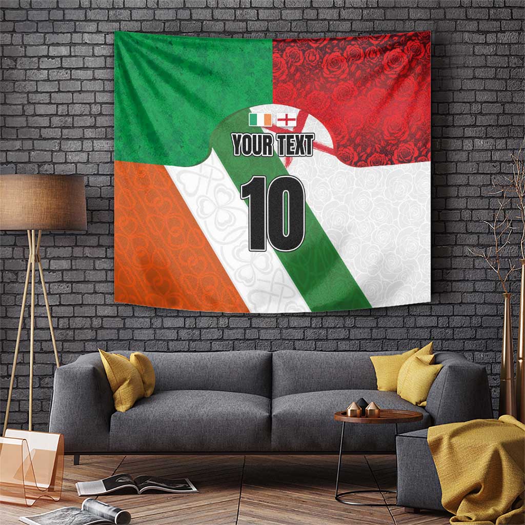 Custom Ireland and England Tapestry Celtic Shanrocks and Roses with Red Cross