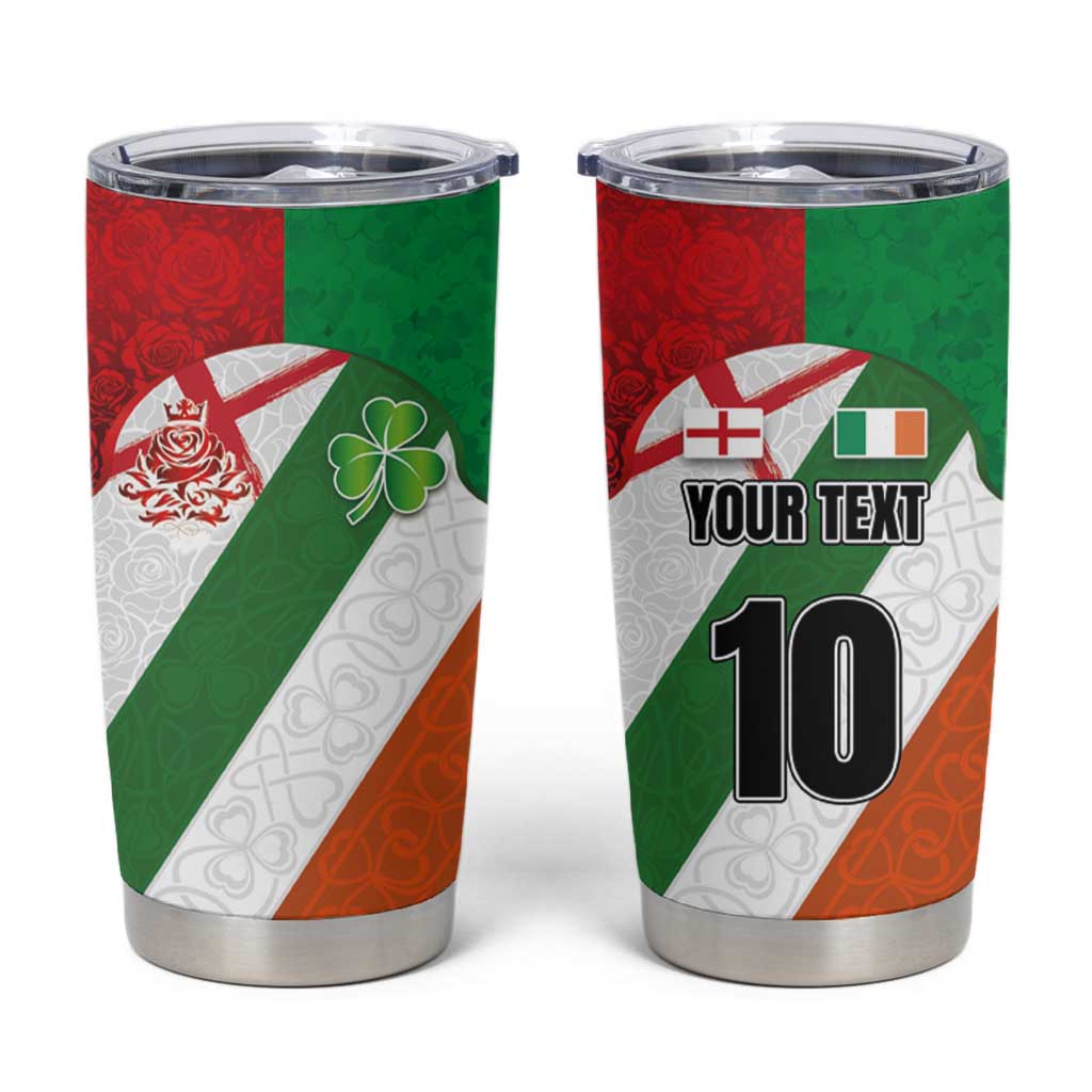 Custom Ireland and England Tumbler Cup Celtic Shanrocks and Roses with Red Cross