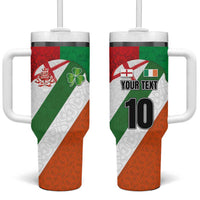 Custom Ireland and England Tumbler With Handle Celtic Shanrocks and Roses with Red Cross
