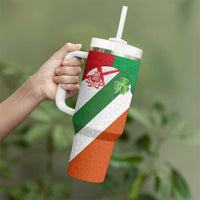 Custom Ireland and England Tumbler With Handle Celtic Shanrocks and Roses with Red Cross