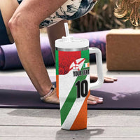 Custom Ireland and England Tumbler With Handle Celtic Shanrocks and Roses with Red Cross