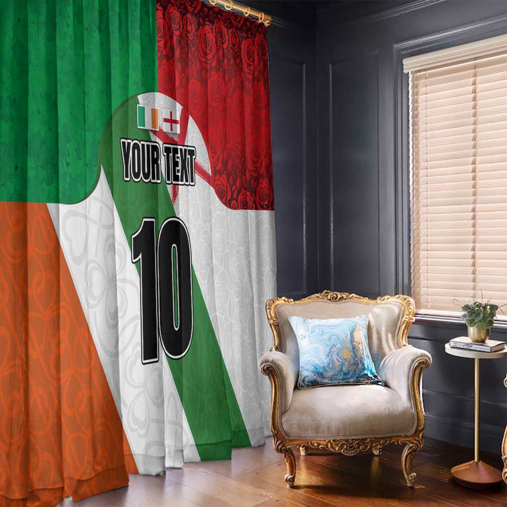 Custom Ireland and England Window Curtain Celtic Shanrocks and Roses with Red Cross
