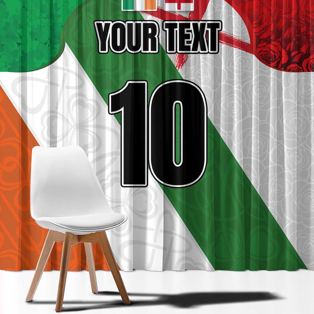 Custom Ireland and England Window Curtain Celtic Shanrocks and Roses with Red Cross