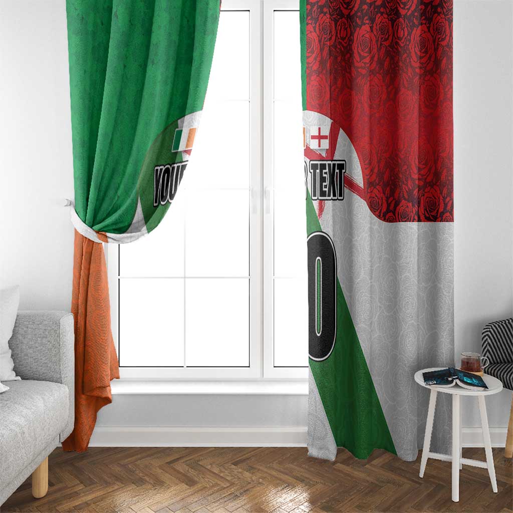 Custom Ireland and England Window Curtain Celtic Shanrocks and Roses with Red Cross
