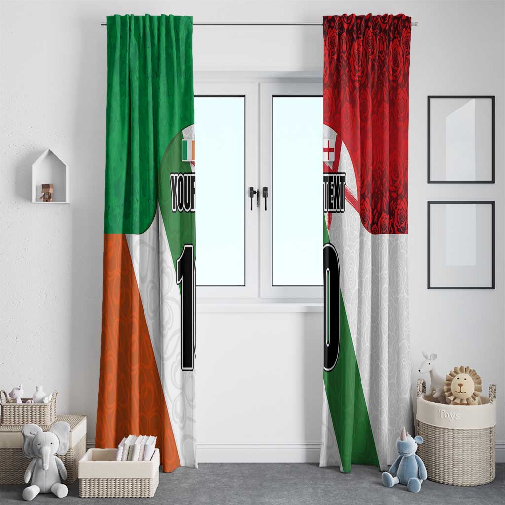 Custom Ireland and England Window Curtain Celtic Shanrocks and Roses with Red Cross
