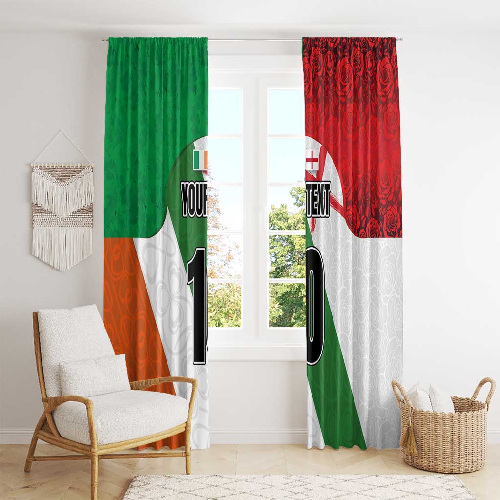 Custom Ireland and England Window Curtain Celtic Shanrocks and Roses with Red Cross
