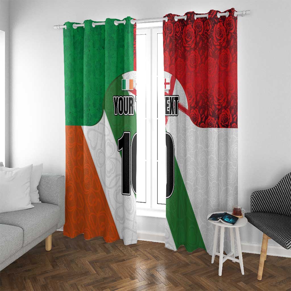 Custom Ireland and England Window Curtain Celtic Shanrocks and Roses with Red Cross