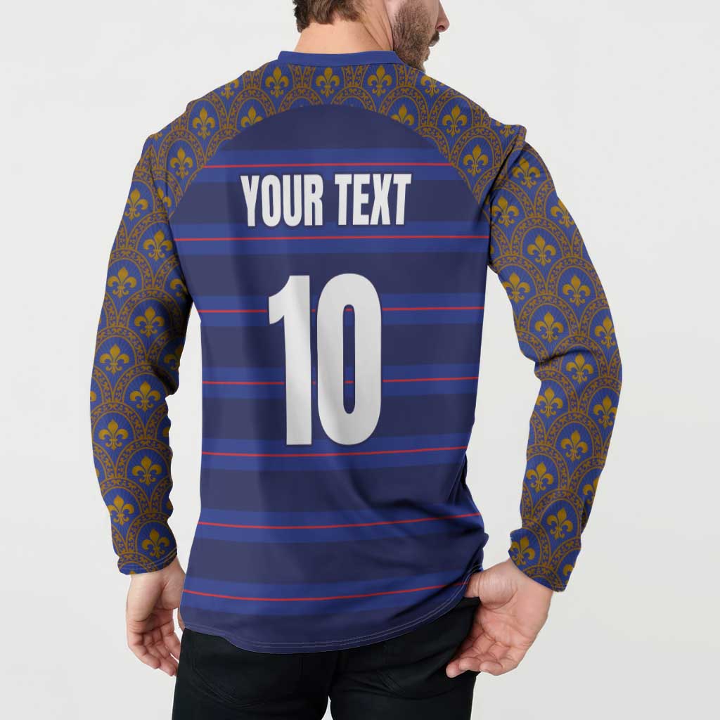 Custom France Rugby-Le XV de France Button Sweatshirt Go Les Bleus