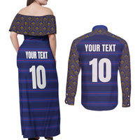 Custom France Rugby-Le XV de France Couples Matching Off Shoulder Maxi Dress and Long Sleeve Button Shirt Go Les Bleus