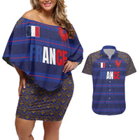 Custom France Rugby-Le XV de France Couples Matching Off Shoulder Short Dress and Hawaiian Shirt Go Les Bleus