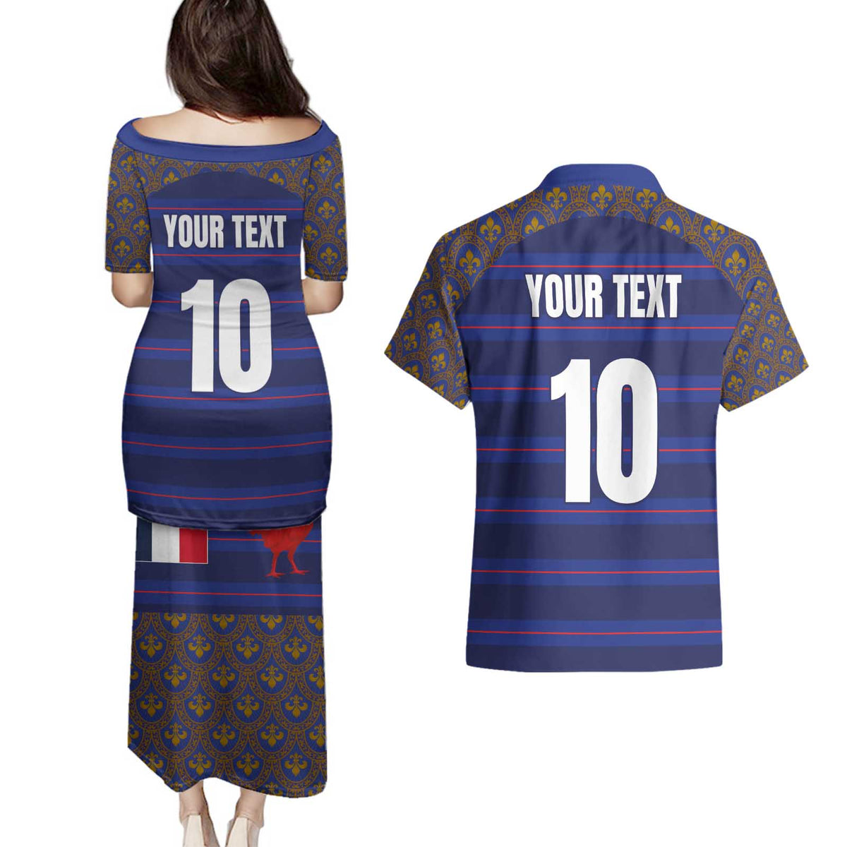 Custom France Rugby-Le XV de France Couples Matching Puletasi and Hawaiian Shirt Go Les Bleus