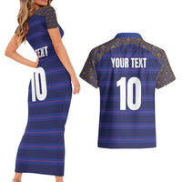 Custom France Rugby-Le XV de France Couples Matching Short Sleeve Bodycon Dress and Hawaiian Shirt Go Les Bleus