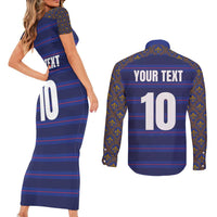 Custom France Rugby-Le XV de France Couples Matching Short Sleeve Bodycon Dress and Long Sleeve Button Shirt Go Les Bleus