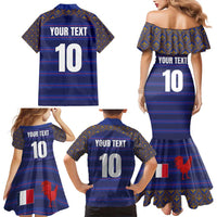 Custom France Rugby-Le XV de France Family Matching Mermaid Dress and Hawaiian Shirt Go Les Bleus