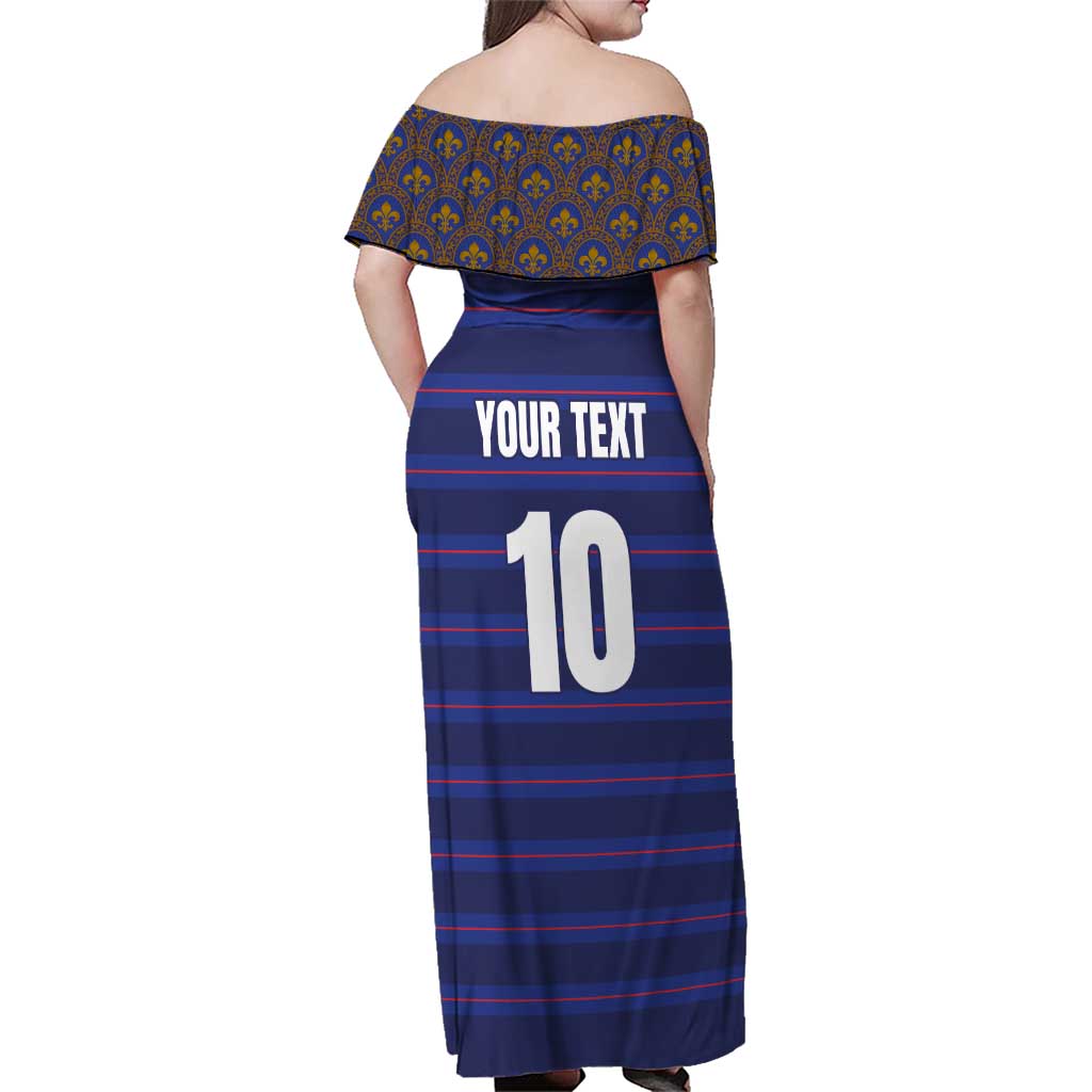 Custom France Rugby-Le XV de France Family Matching Off Shoulder Maxi Dress and Hawaiian Shirt Go Les Bleus