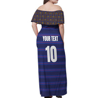 Custom France Rugby-Le XV de France Family Matching Off Shoulder Maxi Dress and Hawaiian Shirt Go Les Bleus
