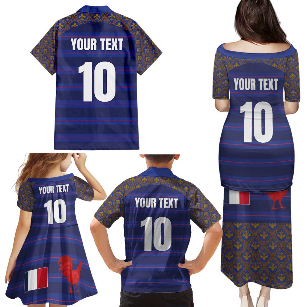 Custom France Rugby-Le XV de France Family Matching Puletasi and Hawaiian Shirt Go Les Bleus