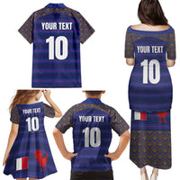 Custom France Rugby-Le XV de France Family Matching Puletasi and Hawaiian Shirt Go Les Bleus