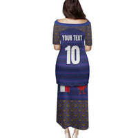Custom France Rugby-Le XV de France Family Matching Puletasi and Hawaiian Shirt Go Les Bleus