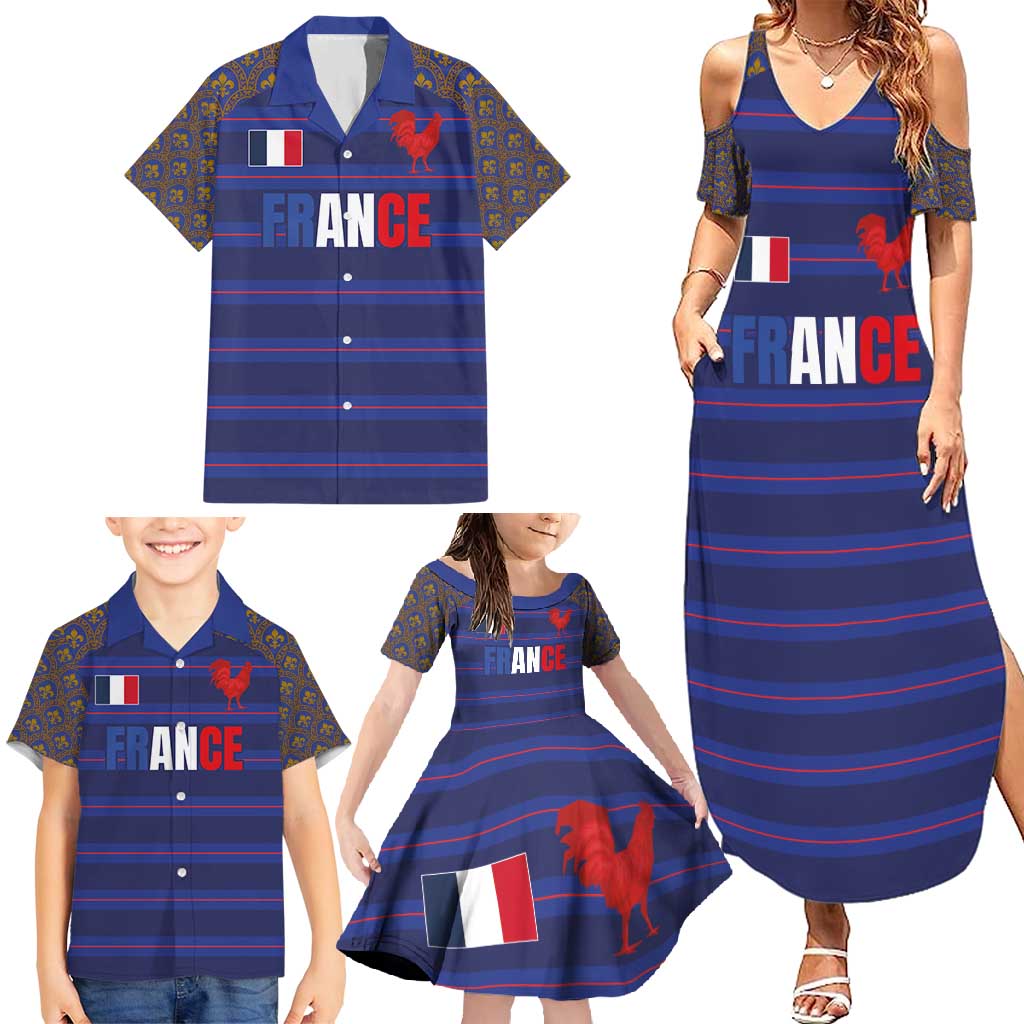 Custom France Rugby-Le XV de France Family Matching Summer Maxi Dress and Hawaiian Shirt Go Les Bleus