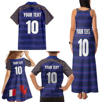 Custom France Rugby-Le XV de France Family Matching Tank Maxi Dress and Hawaiian Shirt Go Les Bleus