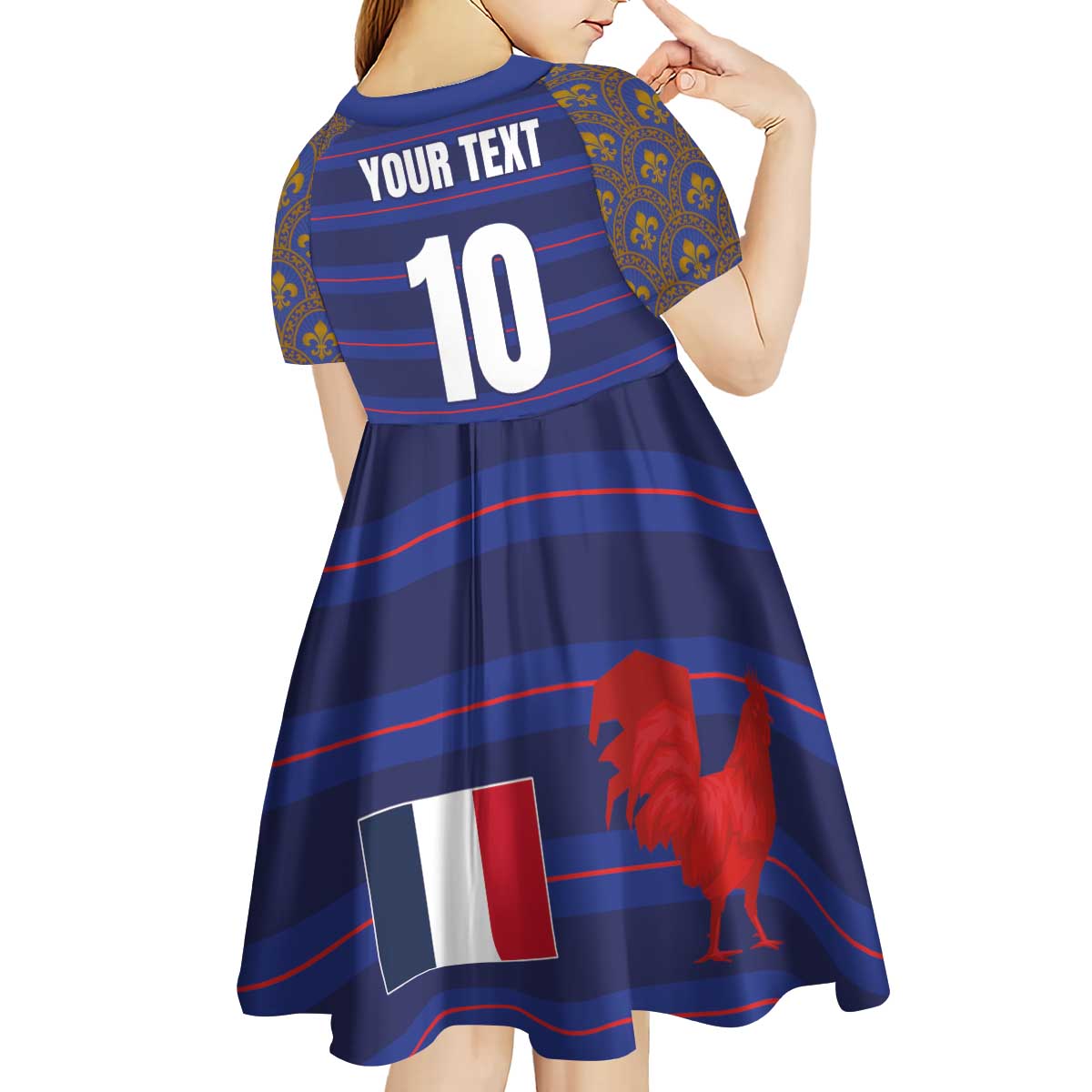 Custom France Rugby-Le XV de France Kid Short Sleeve Dress Go Les Bleus