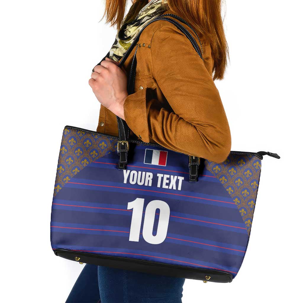Custom France Rugby-Le XV de France Leather Tote Bag Go Les Bleus