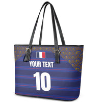 Custom France Rugby-Le XV de France Leather Tote Bag Go Les Bleus