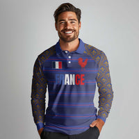Custom France Rugby-Le XV de France Long Sleeve Polo Shirt Go Les Bleus