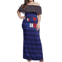 Custom France Rugby-Le XV de France Off Shoulder Maxi Dress Go Les Bleus