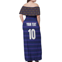 Custom France Rugby-Le XV de France Off Shoulder Maxi Dress Go Les Bleus