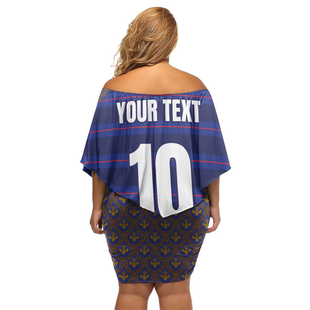 Custom France Rugby-Le XV de France Off Shoulder Short Dress Go Les Bleus