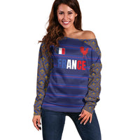 Custom France Rugby-Le XV de France Off Shoulder Sweater Go Les Bleus