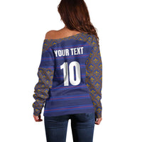 Custom France Rugby-Le XV de France Off Shoulder Sweater Go Les Bleus