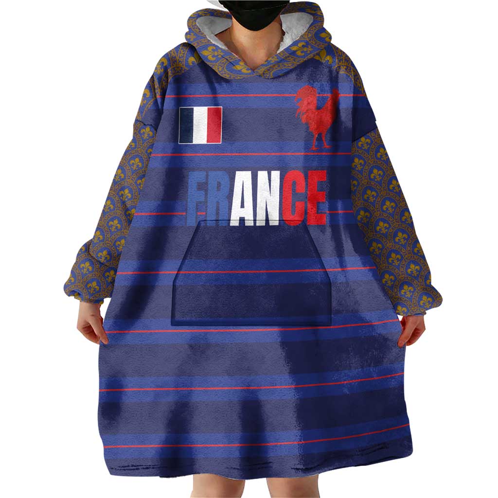 Custom France Rugby-Le XV de France Wearable Blanket Hoodie Go Les Bleus