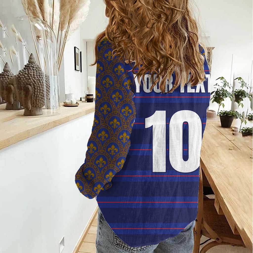 Custom France Rugby-Le XV de France Women Casual Shirt Go Les Bleus
