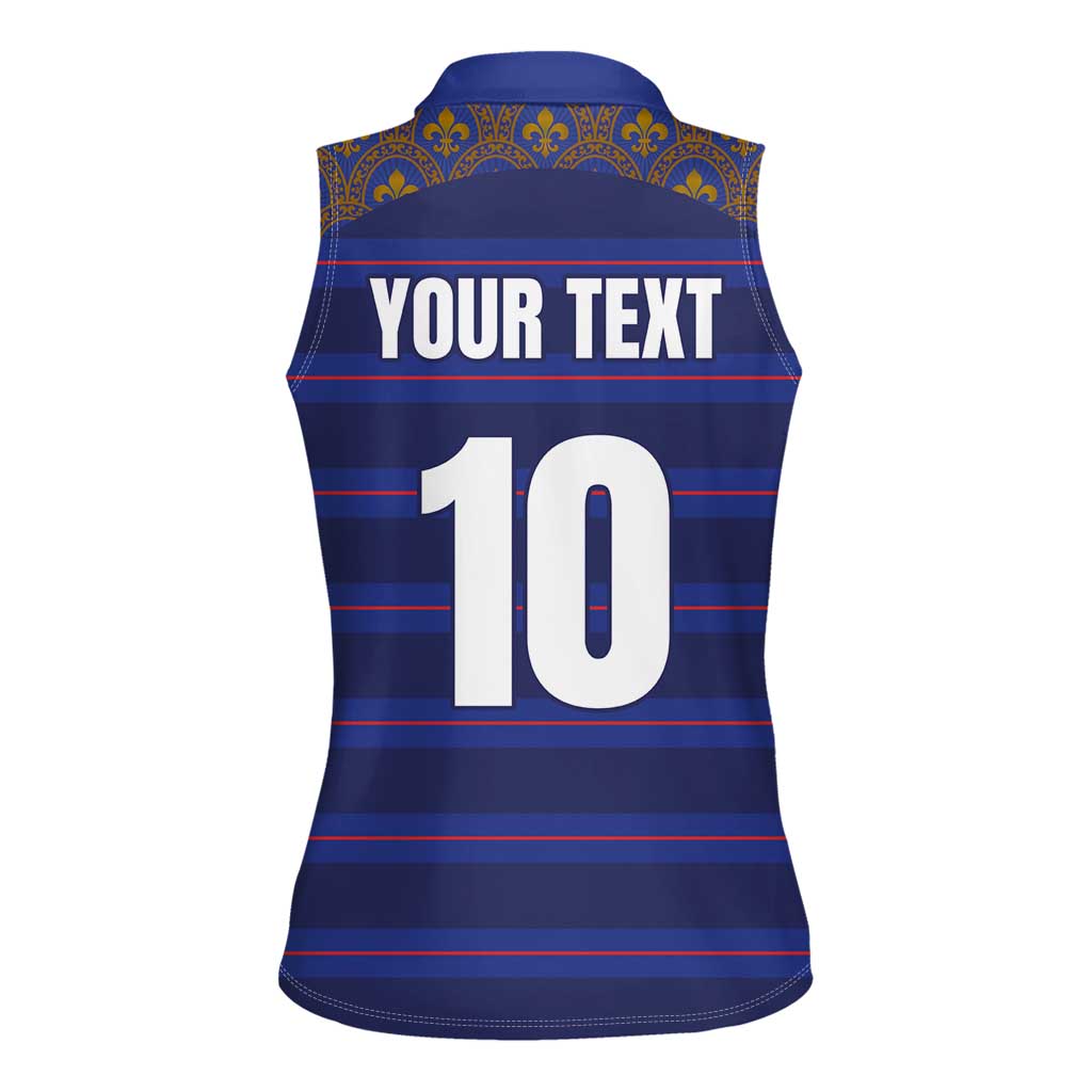 Custom France Rugby-Le XV de France Women Sleeveless Polo Shirt Go Les Bleus