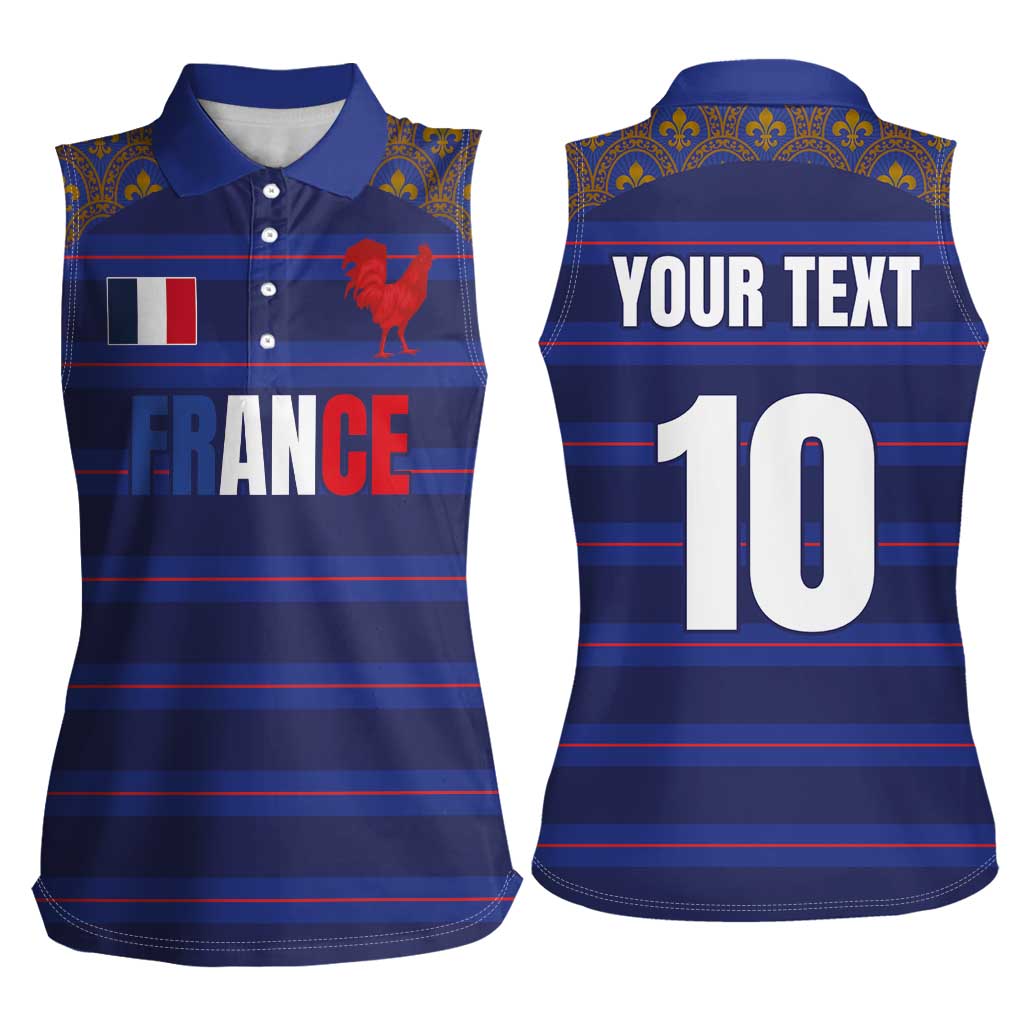 Custom France Rugby-Le XV de France Women Sleeveless Polo Shirt Go Les Bleus
