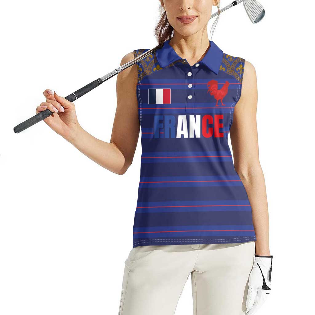 Custom France Rugby-Le XV de France Women Sleeveless Polo Shirt Go Les Bleus