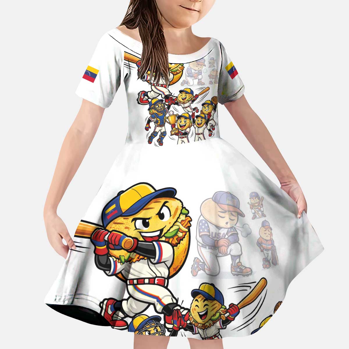 Venezuela Baseball Champions Kid Short Sleeve Dress Glory Arepa Team