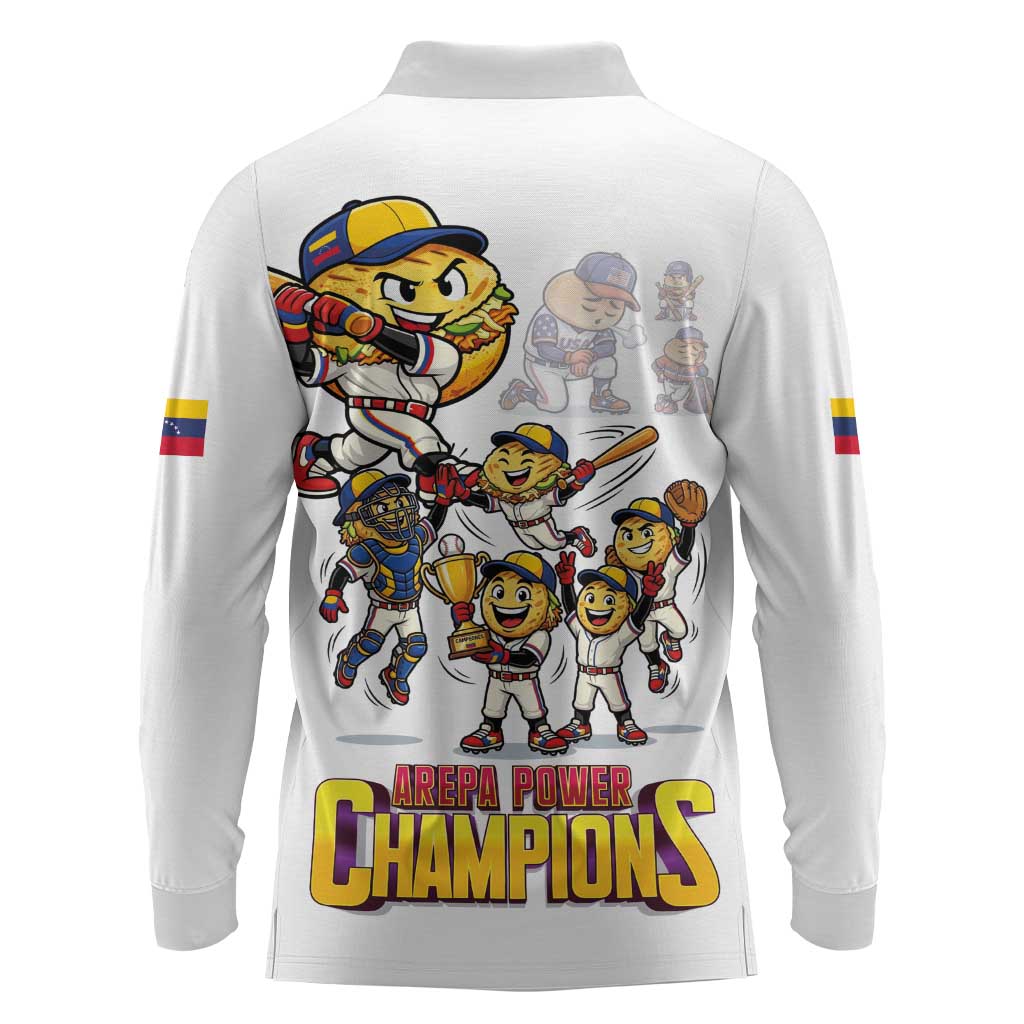 Venezuela Baseball Champions Long Sleeve Polo Shirt Glory Arepa Team
