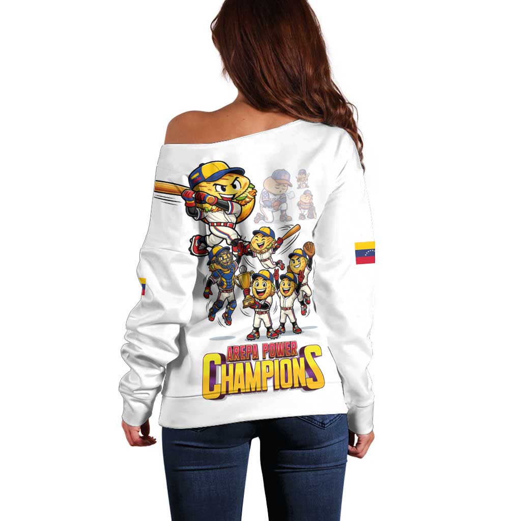 Venezuela Baseball Champions Off Shoulder Sweater Glory Arepa Team
