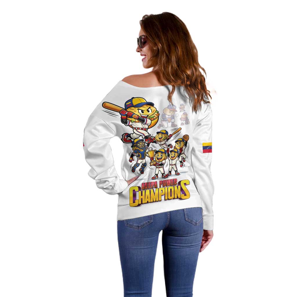 Venezuela Baseball Champions Off Shoulder Sweater Glory Arepa Team