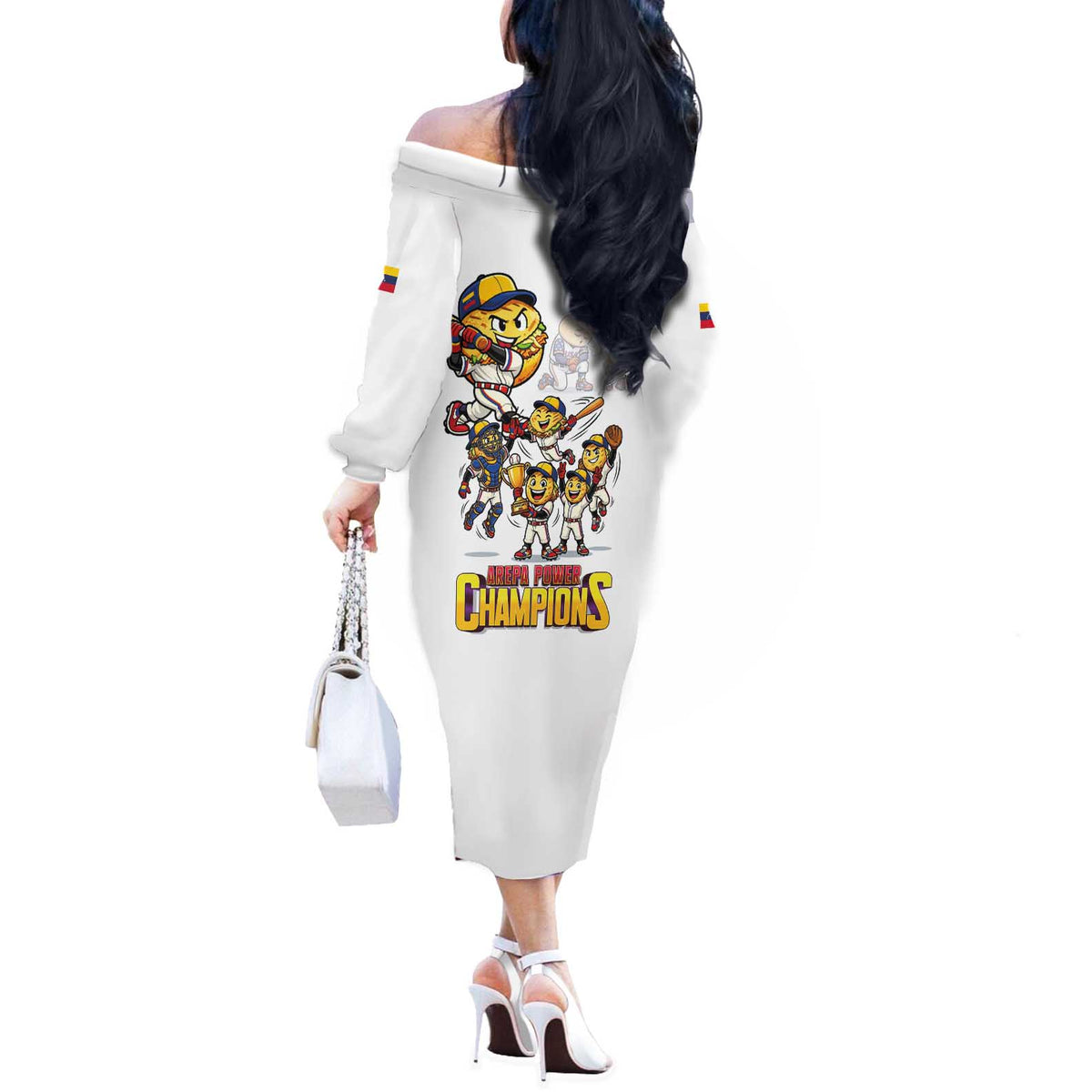 Venezuela Baseball Champions Off The Shoulder Long Sleeve Dress Glory Arepa Team