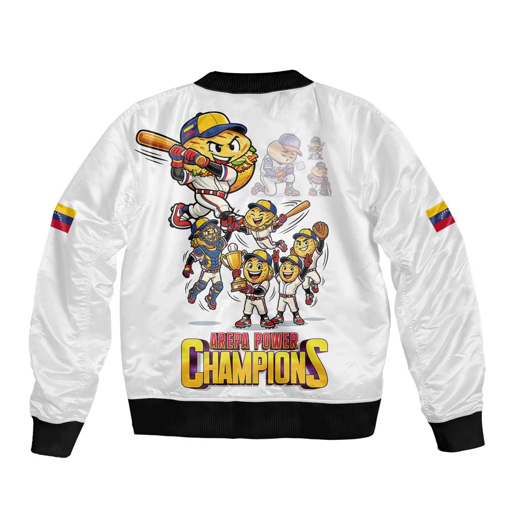 Venezuela Baseball Champions Sleeve Zip Bomber Jacket Glory Arepa Team