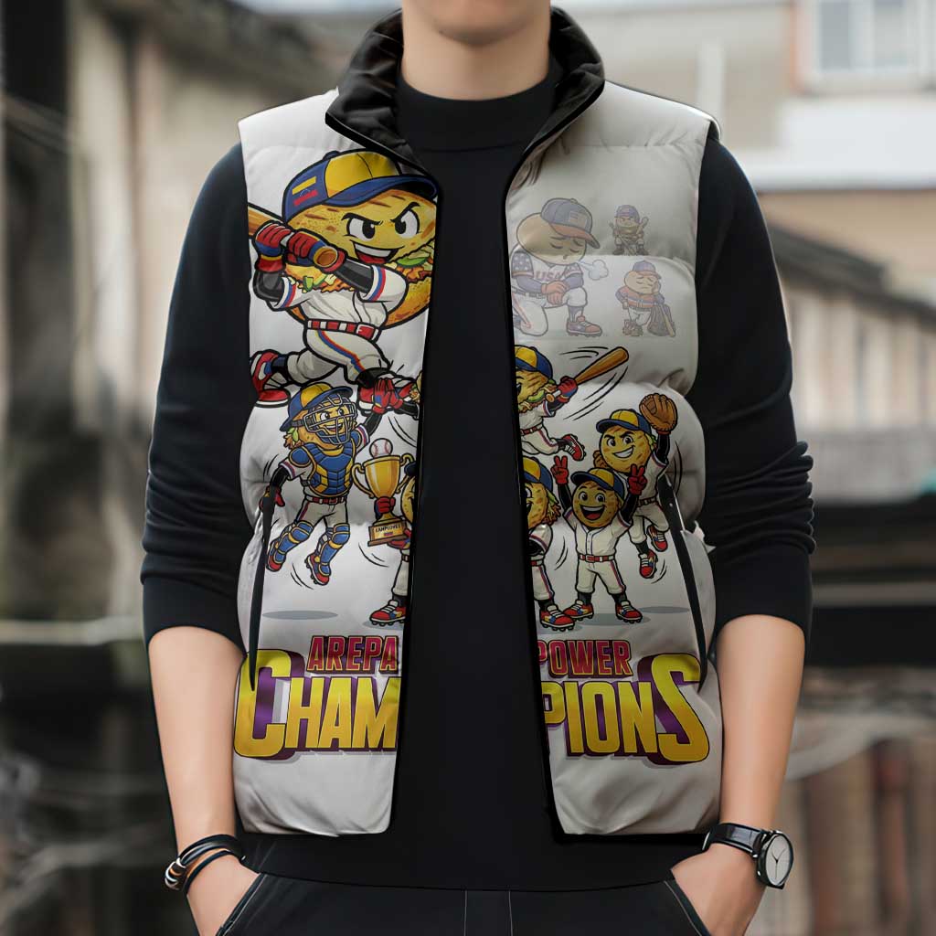 Venezuela Baseball Champions Sleeveless Puffer Jacket Glory Arepa Team