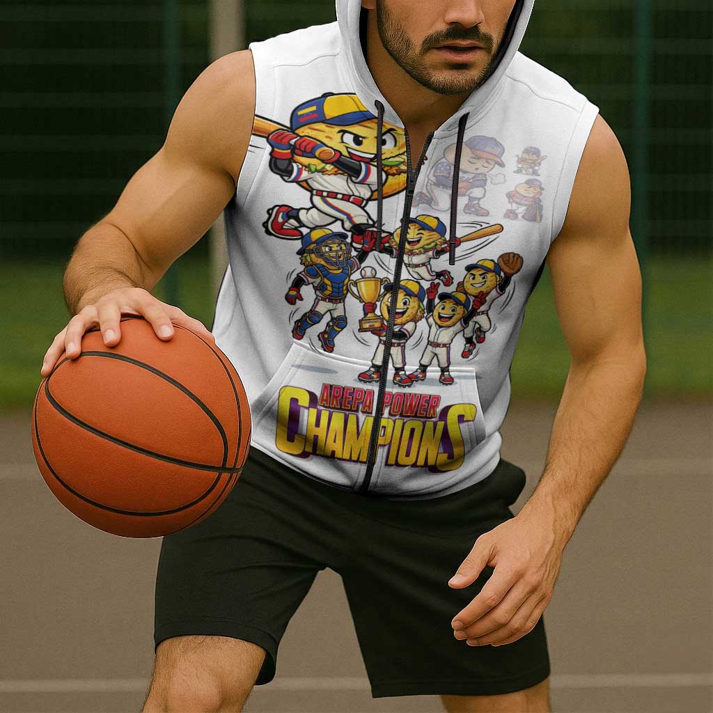 Venezuela Baseball Champions Sleeveless Zip Hoodie Glory Arepa Team