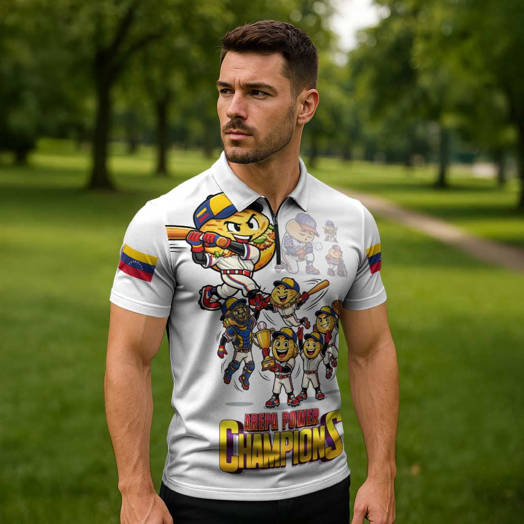 Venezuela Baseball Champions Zipper Polo Shirt Glory Arepa Team