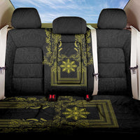 Philippines Barong Style Back Car Seat Cover with Polynesian Art and Leaf Motif Black-Gold Color